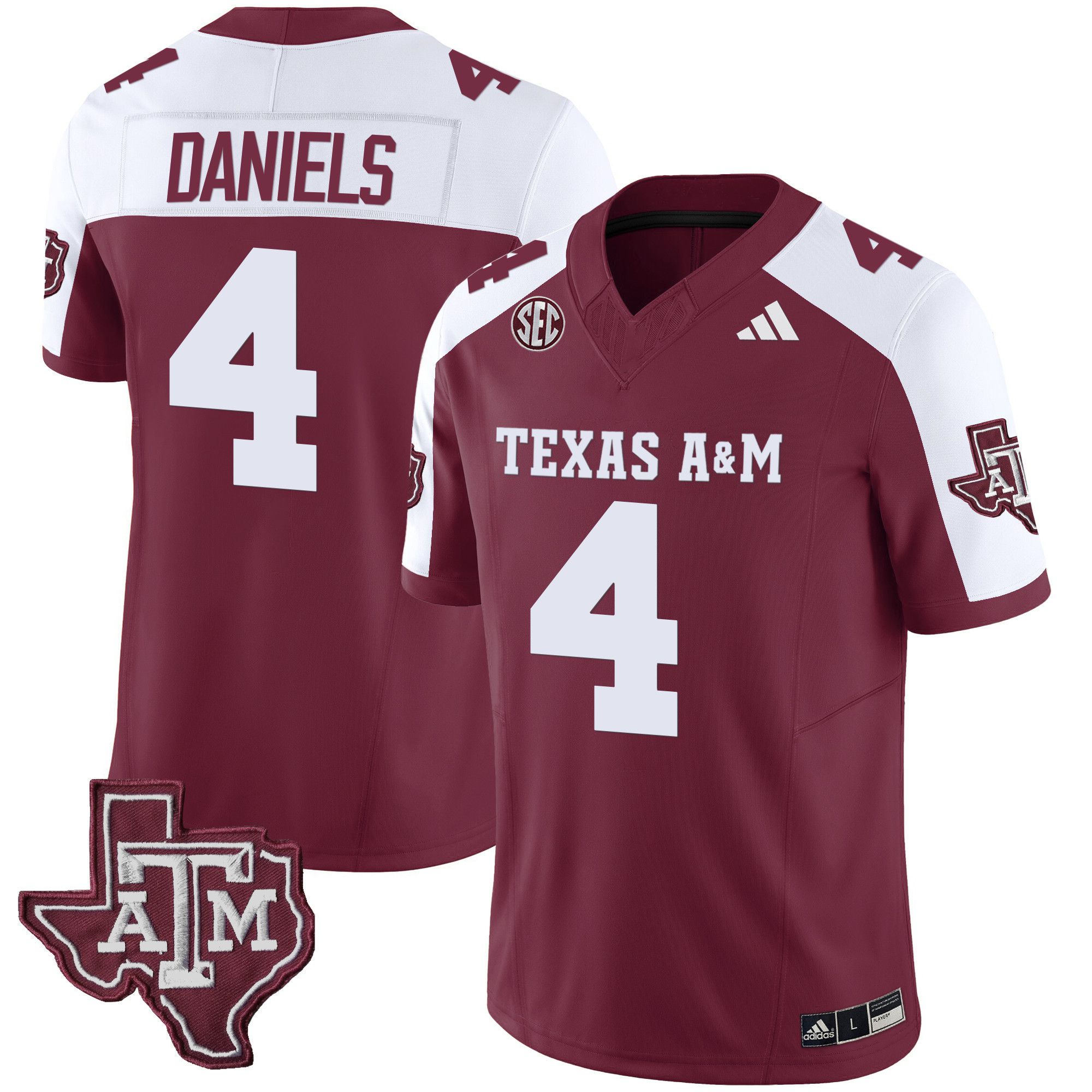 Men Texas A&M Aggies #4 Daniels Red 2024 Vapor Limited NCAA Jersey
